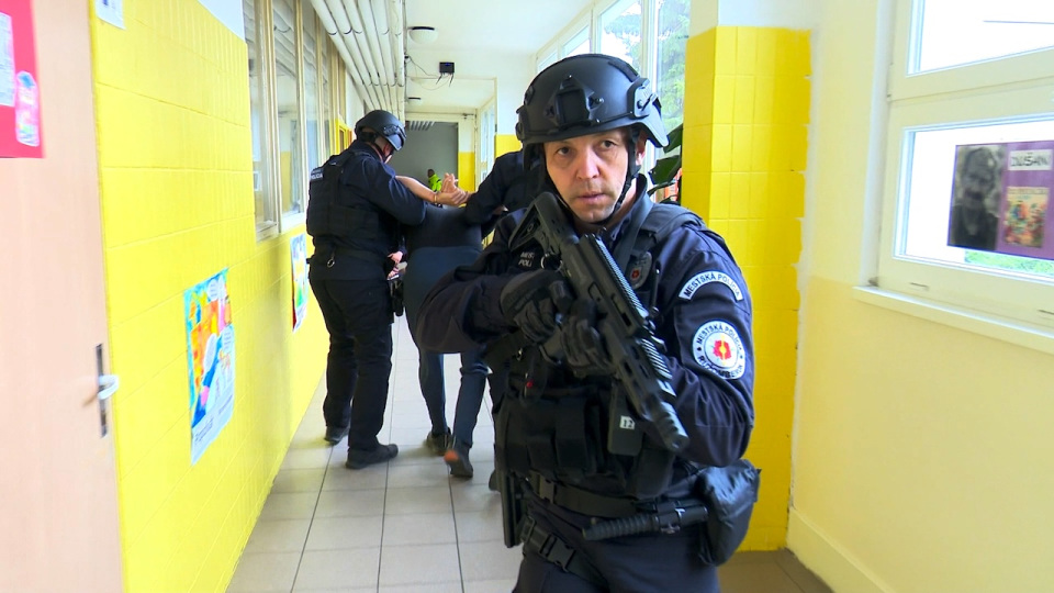 Taktické cvičenie mestskej polície