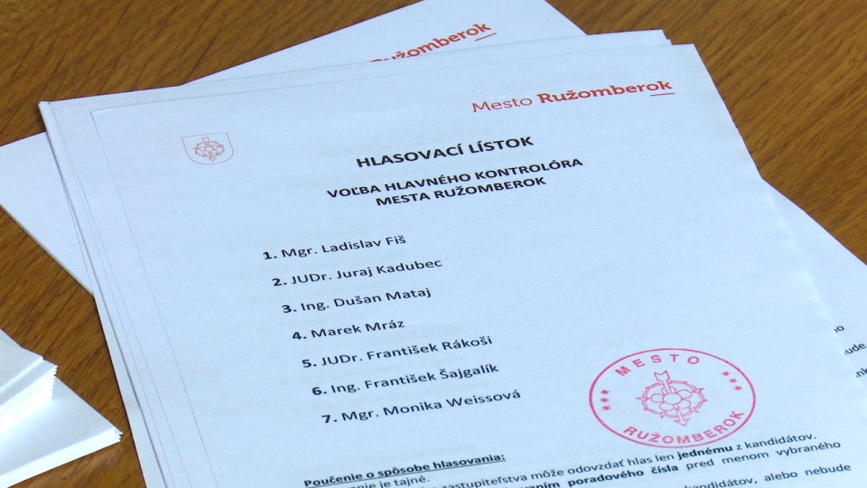Voľba hlavného kontrolóra